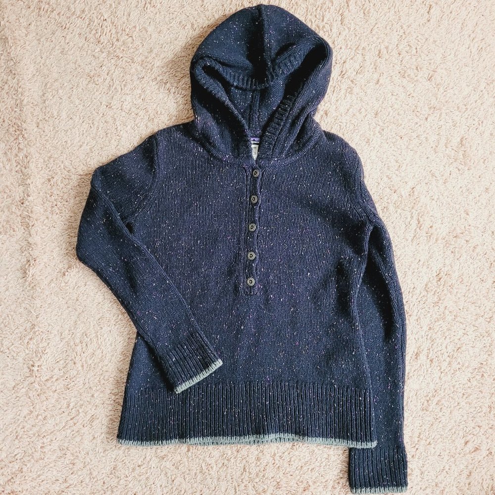 Patagonia Blue Wool Ranchito Hoodie Sweater L